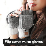 Women Half Finger Warm Gloves