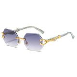 Retro Hexagon Rimless Sunglasses