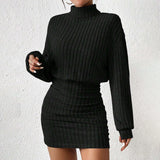 Knitted Lantern Sleeve Dress