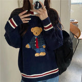 Women Vintage Bear Knitted Sweater